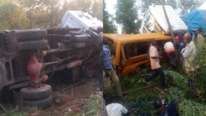 Birababaje! Kamonyi habereye impanuka iteye ubwoba aho Fuso yagonze bus yari itwaye abanyeshuri bagiye kwiga – AMAFOTO