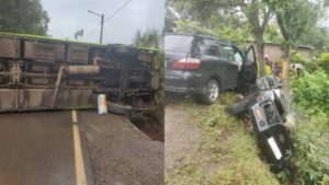 Kigali – Musanze hongeye kubera impanuka ya bus nini ya Ritco yari itwaye abagenzi, aho yagonganye n’izindi modoka 2 maze irenga umuhanda