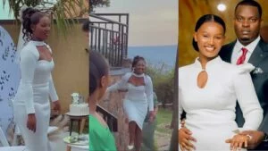 Mu ikanzu y’umweru imwegereye, Vestine Ouedraogo yakorewe ibirori byo gusezera ubukumi mu buryo bw’agahebuzo – VIDEWO