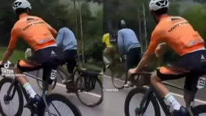 Amashusho agaragaza ibintu umuzungu waje mu Rwanda yakoreye umunyonzi witambukiraga ku muhanda akomeje kuvugisha benshi – VIDEWO