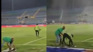 Burya Pyramids FC nayo itinya APR FC! Hagaragaye amashusho agaragaza uko Pyramids yateguye ikibuga mbere y’umukino wabahuje, bikagora abakinnyi ba APR FC bagatsindirwa mu Misiri (VIDEO) 